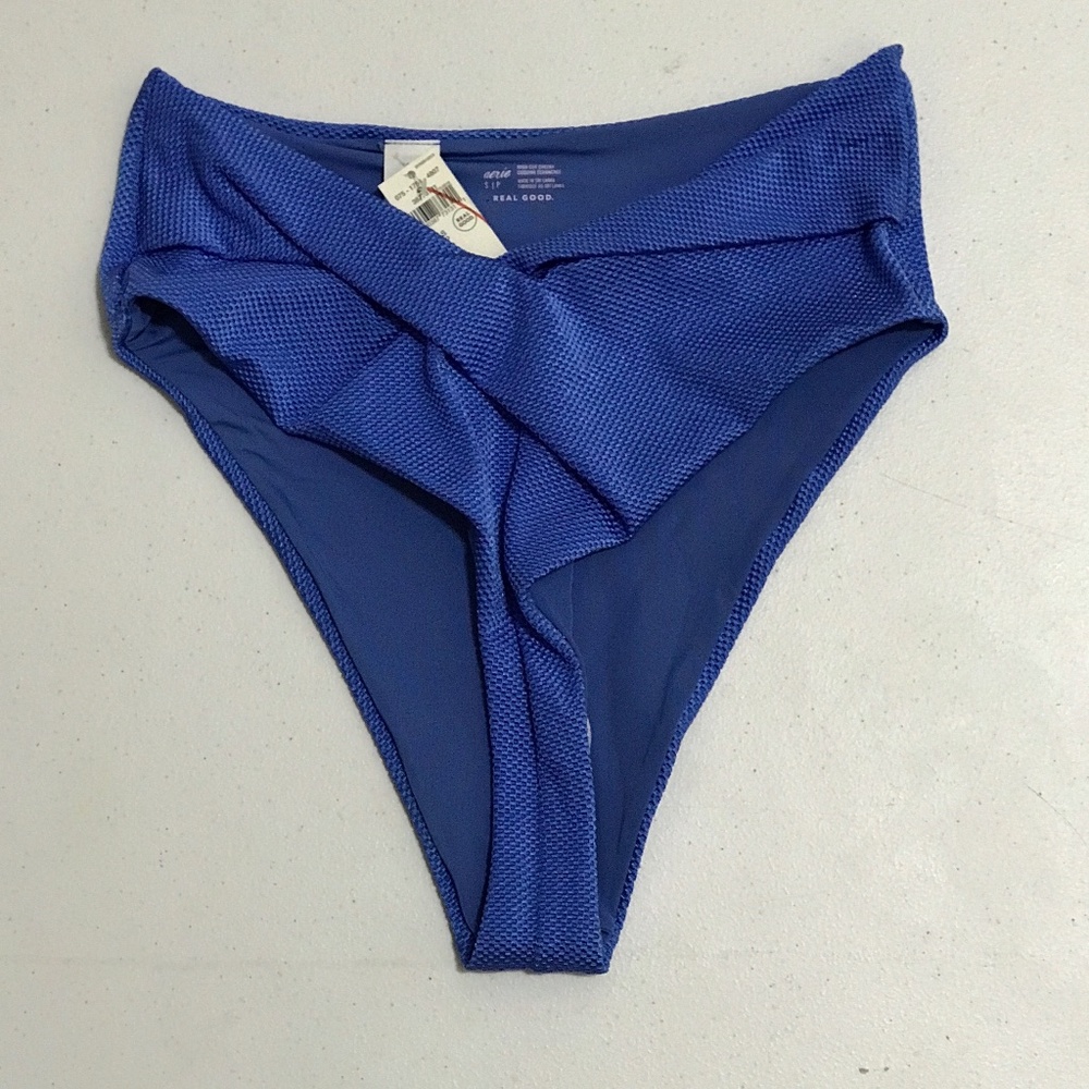 Aerie Shine Pique Twist High Cut  Cheeky  Bikini Bottom
